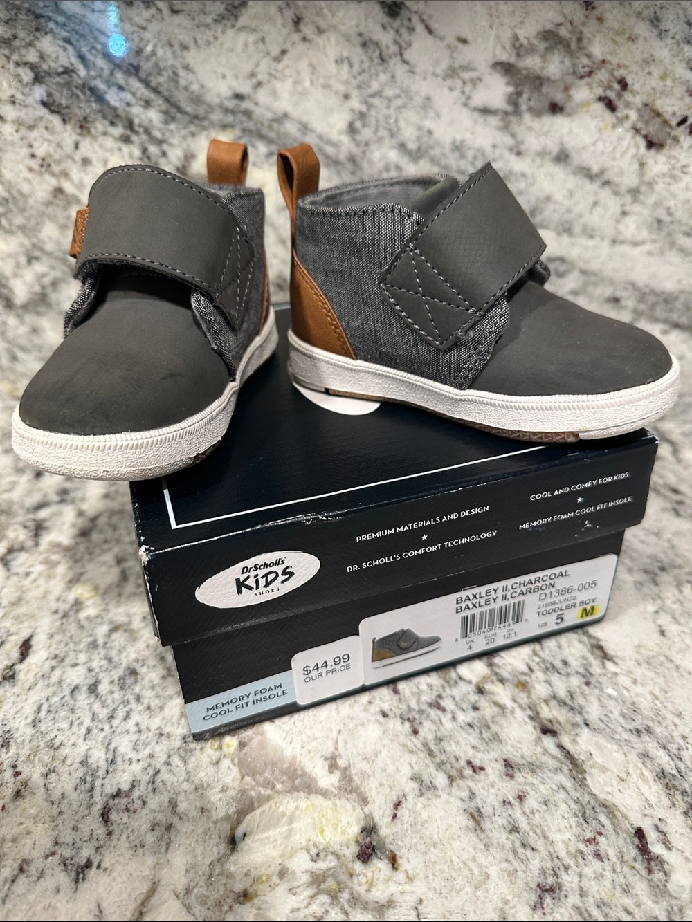 Dr. Scholl's Kids Gray and Tan Velcro Sneaker Boots